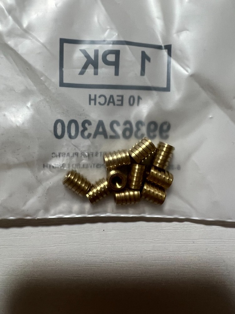 McMaster-Carr 99362A300 Brass Tapping Inserts For Plastic 6-32 Thread 2 Packs 10