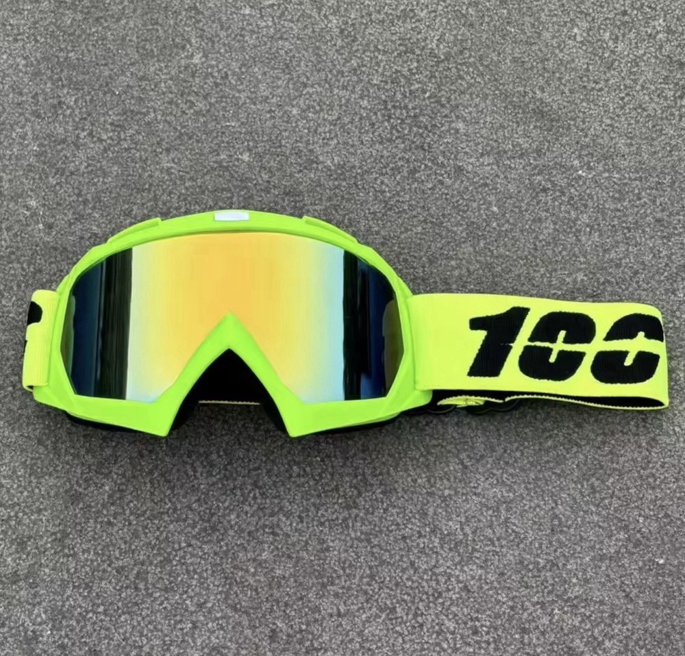 100% Mirrored Multicolor Lens Ski Goggles Light Green Frame