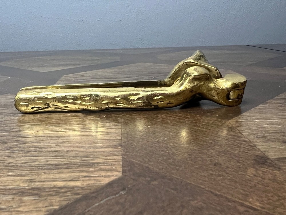 Vintage Squirrel Brass Nut Cracker Solid Heavy Nutcracker Branch Limb 6"