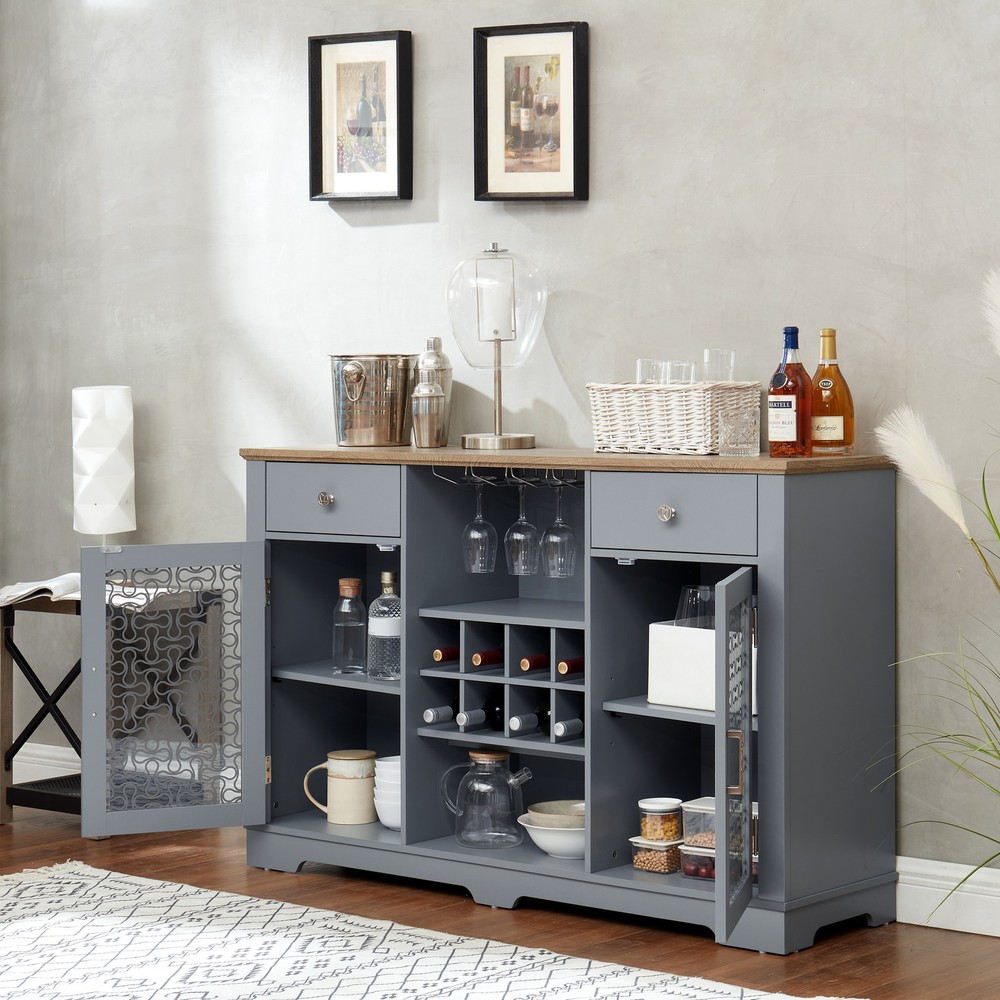 Modern Farmhouse Buffet Cabinet, Sideboard with 2 Drawers