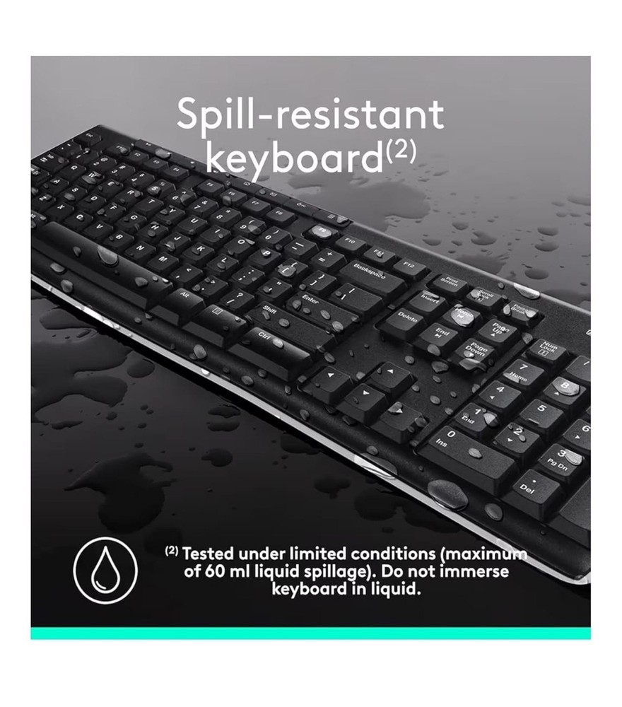 Logitech MK270 Wireless Keyboard & Mouse Combo, USB Receiver, Black