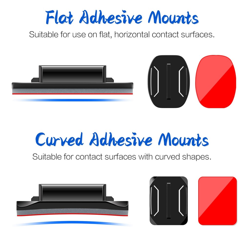 Helmet Motorcycle Windshield Adhesive Bracket Mount. Chest Strap Head Backpac...