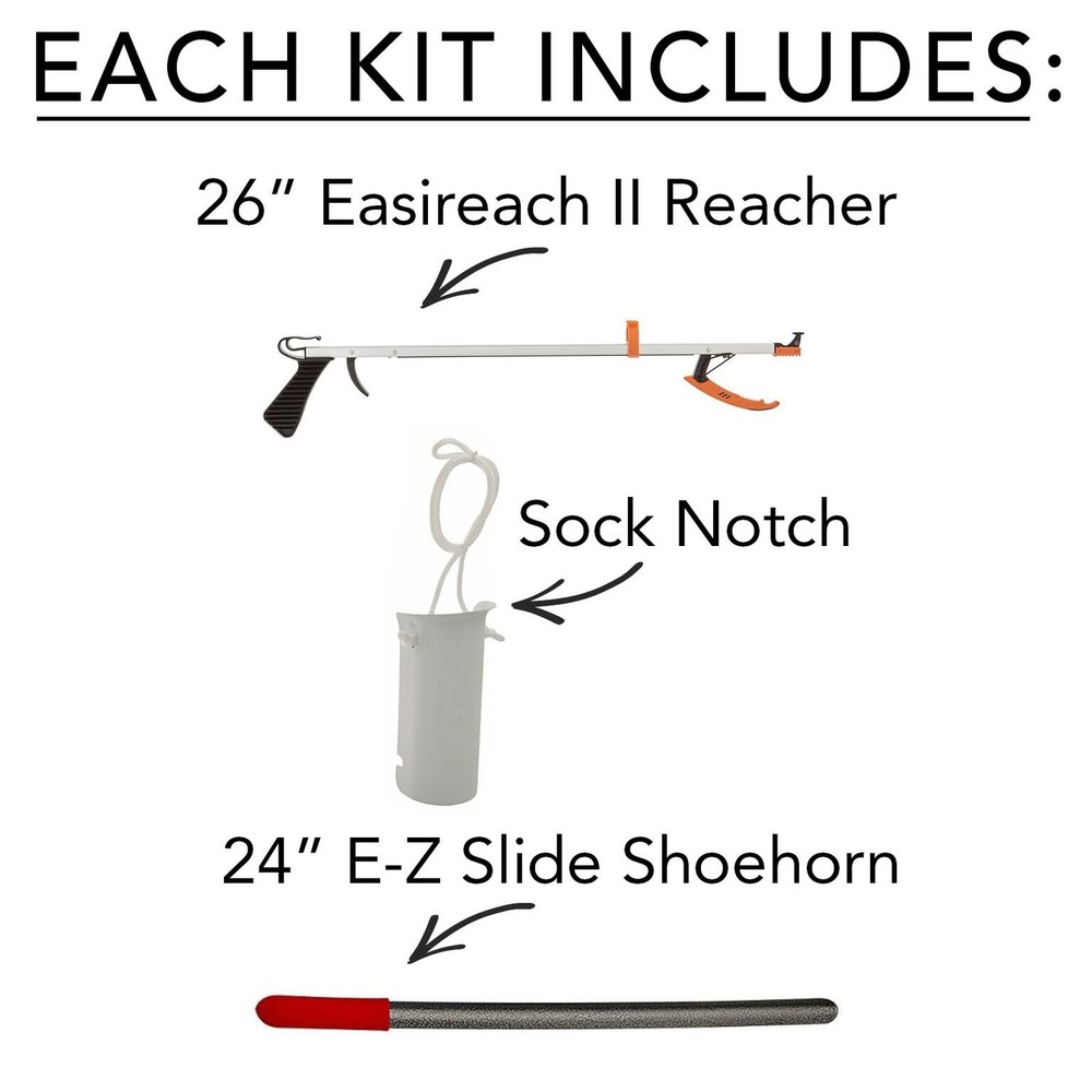 49647 Basic Assistive II Device Kit, Long Handle Extension Tools, Sock Aid an...