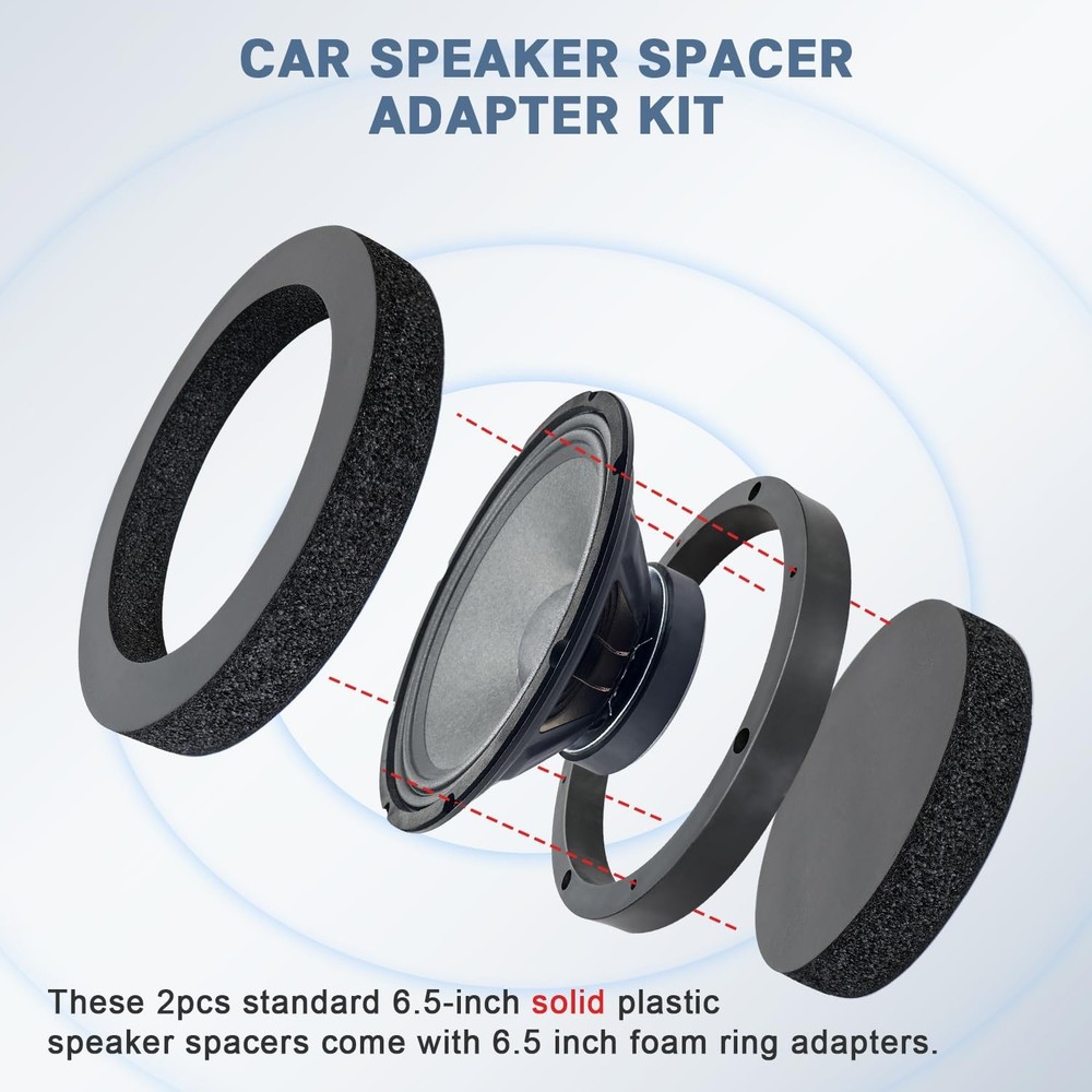 6.5 Speaker Spacer, Solid Plastic Car Door Speaker Ring Mounting Bracket with...
