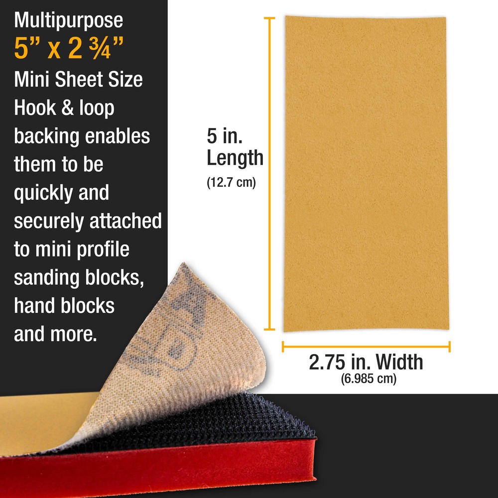 5" x 2.75" Sandpaper Sheets, 60 Grit - 30 Hook & Loop Sheets - Hand Sanding