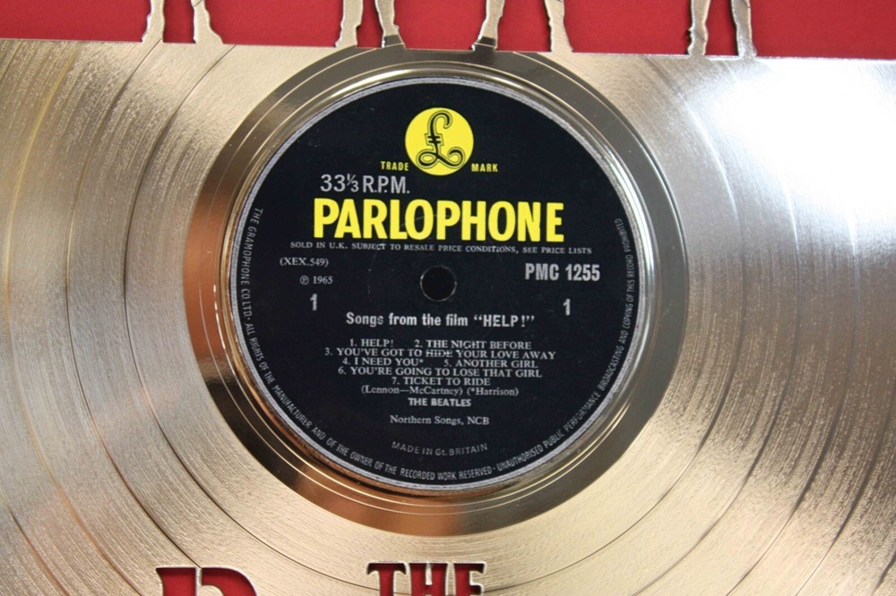Beatles HELP Gold laser cut LP record wall art