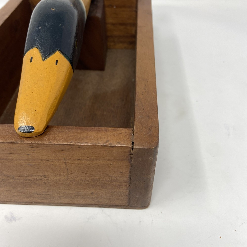 Vintage Wooden Home Decorative Mallard Duck Nutcracker Rustic Box