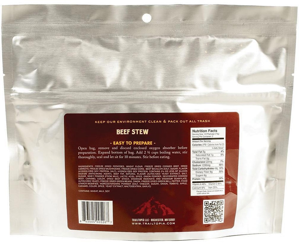 Trailtopia Beef Stew - Hearty, Protein-Packed Trail Meal for Backpacking &