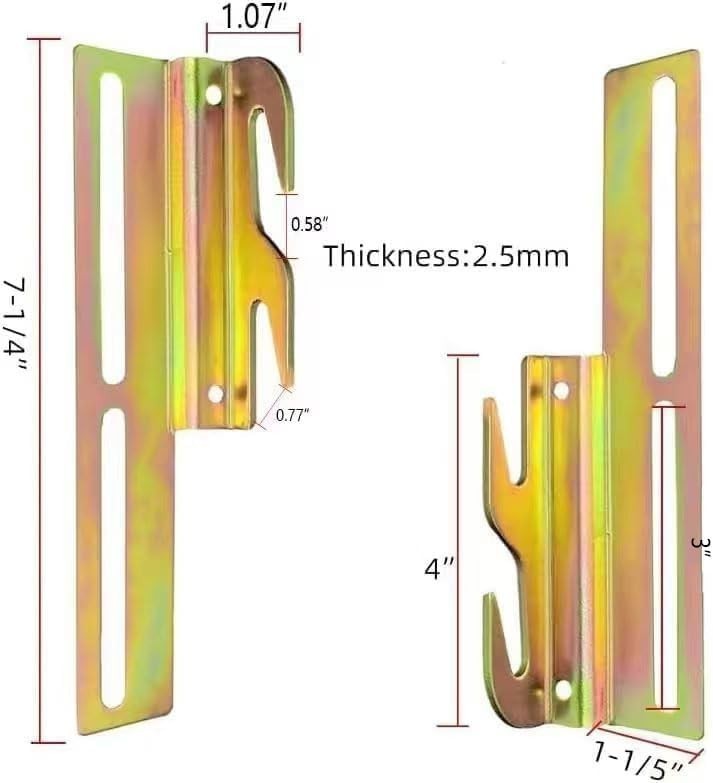 2Pcs 711 Bolt on to Hook on Bed Frame Conversion Brackets with Hardware Hook,...