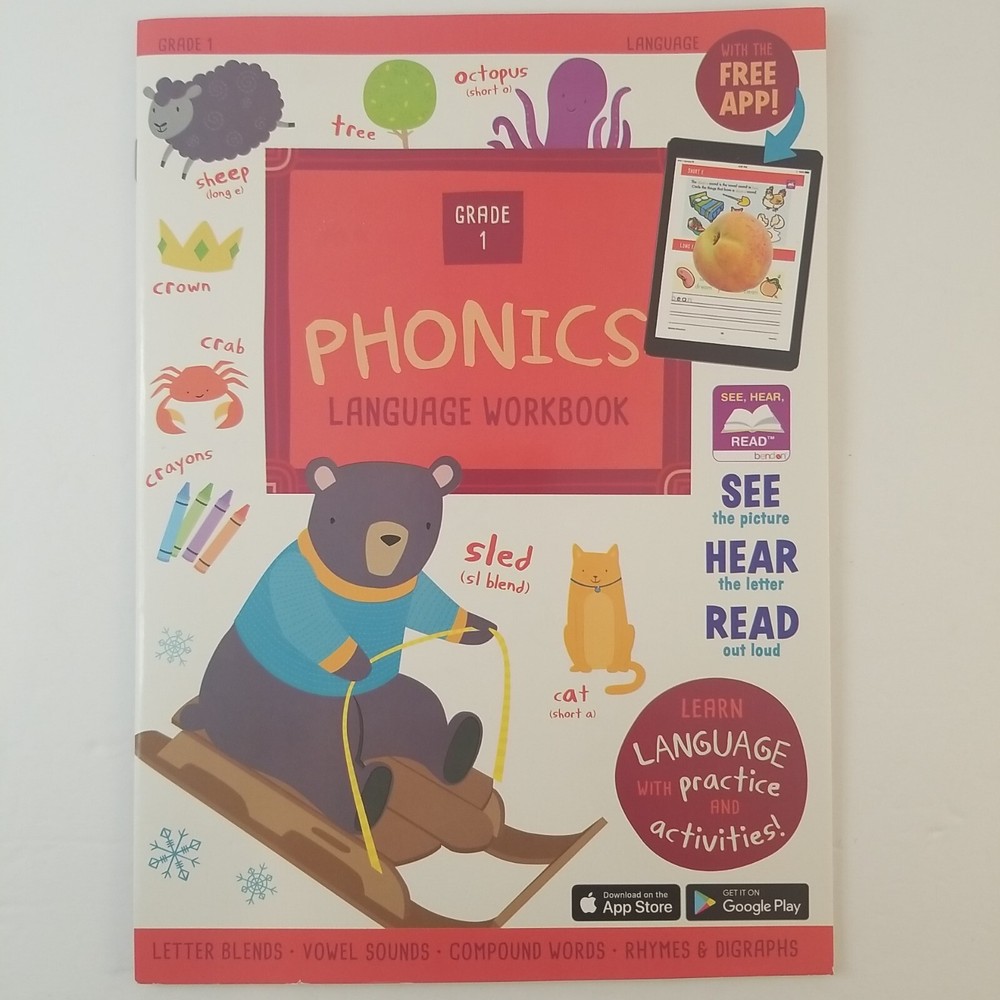 Phonics Language Workbook, Grade 1, Use with Free Interactive App, 32 pages, New