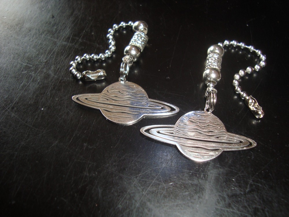 Pair Metal Planet Ceiling Fan Pull Chains – Decorative Light/Lamp Pulls