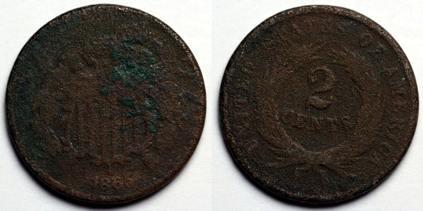 1865  Two Cent Piece