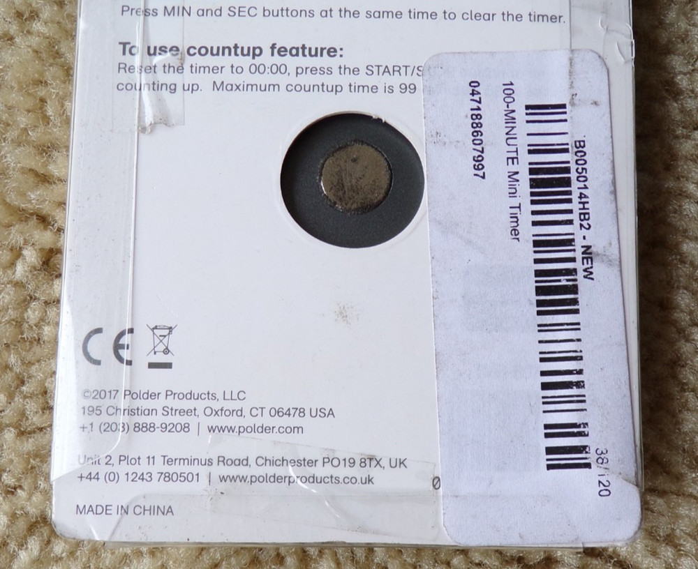 POLDER 100 Minute Mini Timer Battery Included @h25