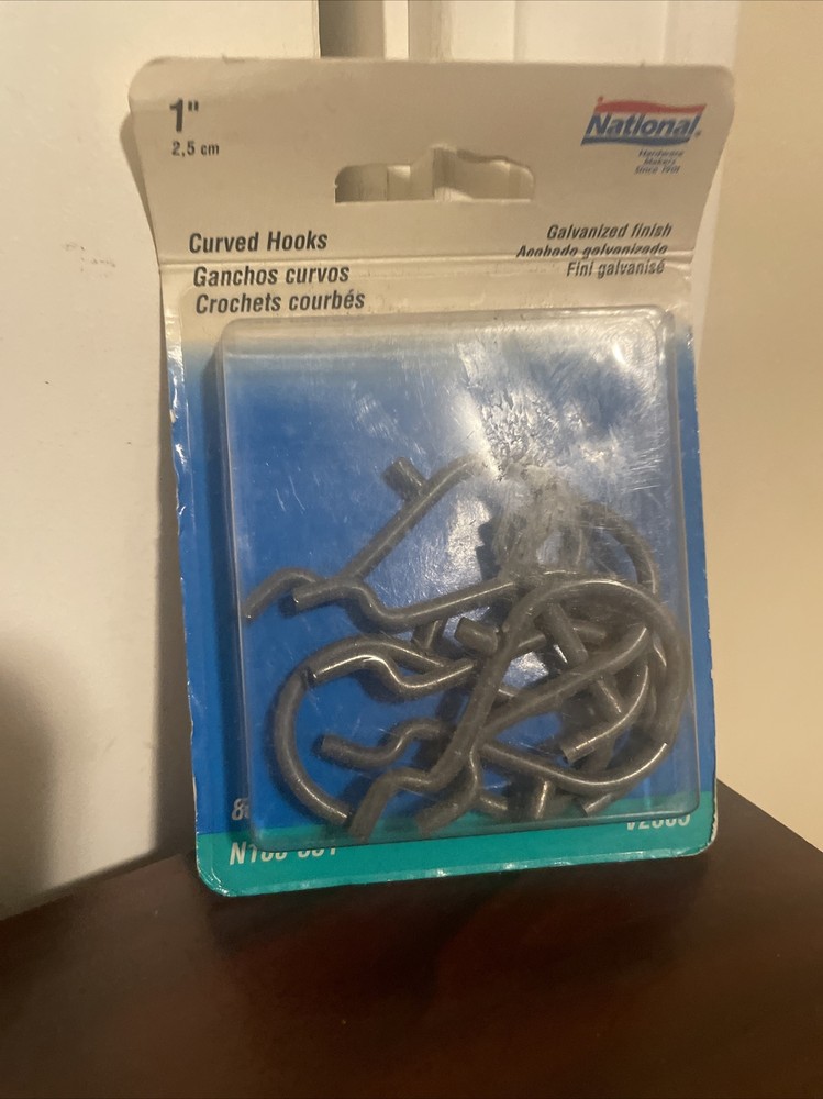 National 1” curved galvanized finish peg board hooks N180-331