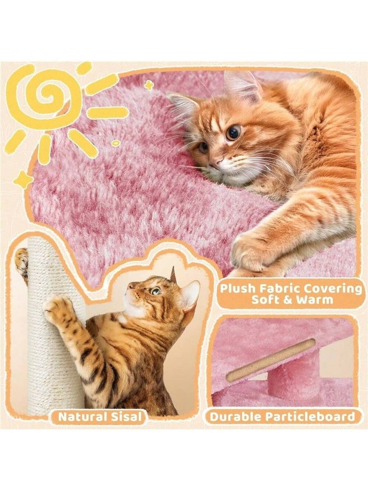 Butterslay 34" Plush Cat Tree Sisal Ropes Scratching Post Nest Platform