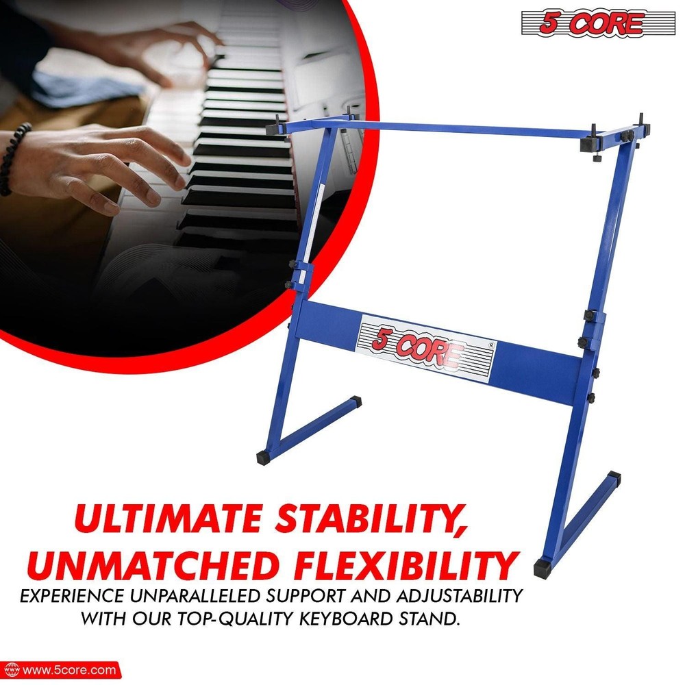 5 CORE Keyboard Stand Z Style Adjustable Electric Piano Riser Foldable & Sturdy
