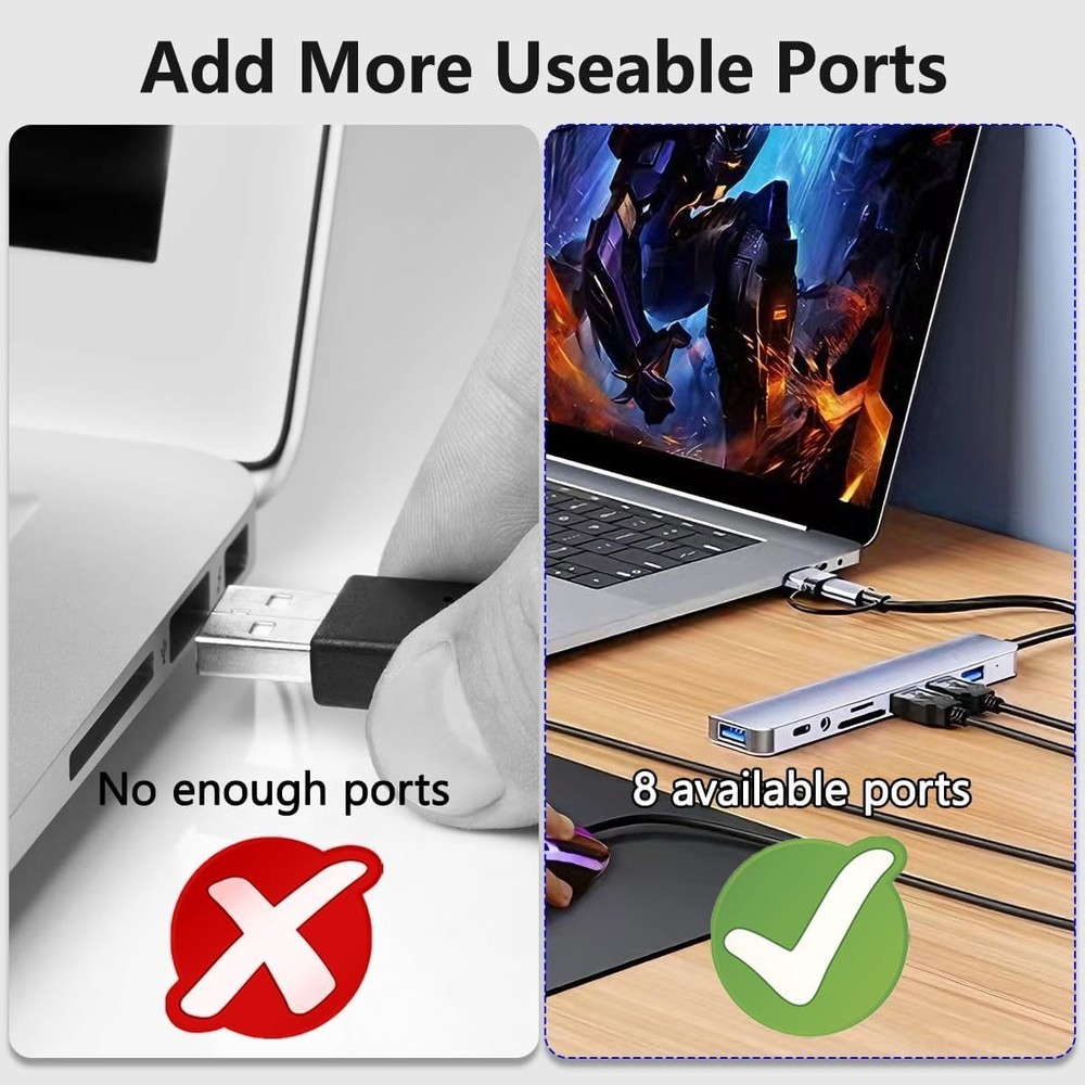 Compact USB Hub 3.0 with Card Reader and Audio Jack for Ultimate Convenience