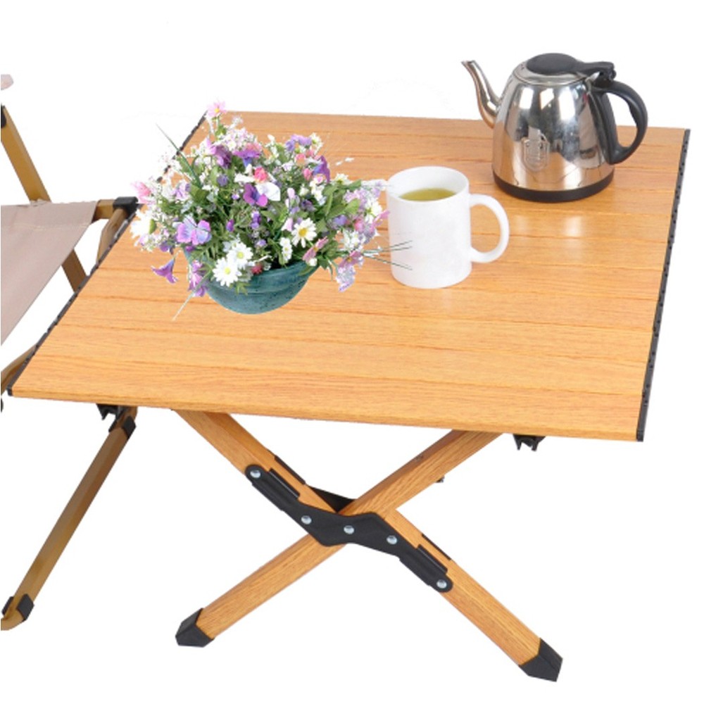 Outdoor Table Picnics Portable Picnic Table Rollable Aluminum Frame Folding