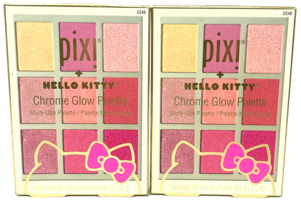 (2) Pixi + Hello Kitty Chrome Glow Palette Multi-Use Sealed 0346 - Charming Glow