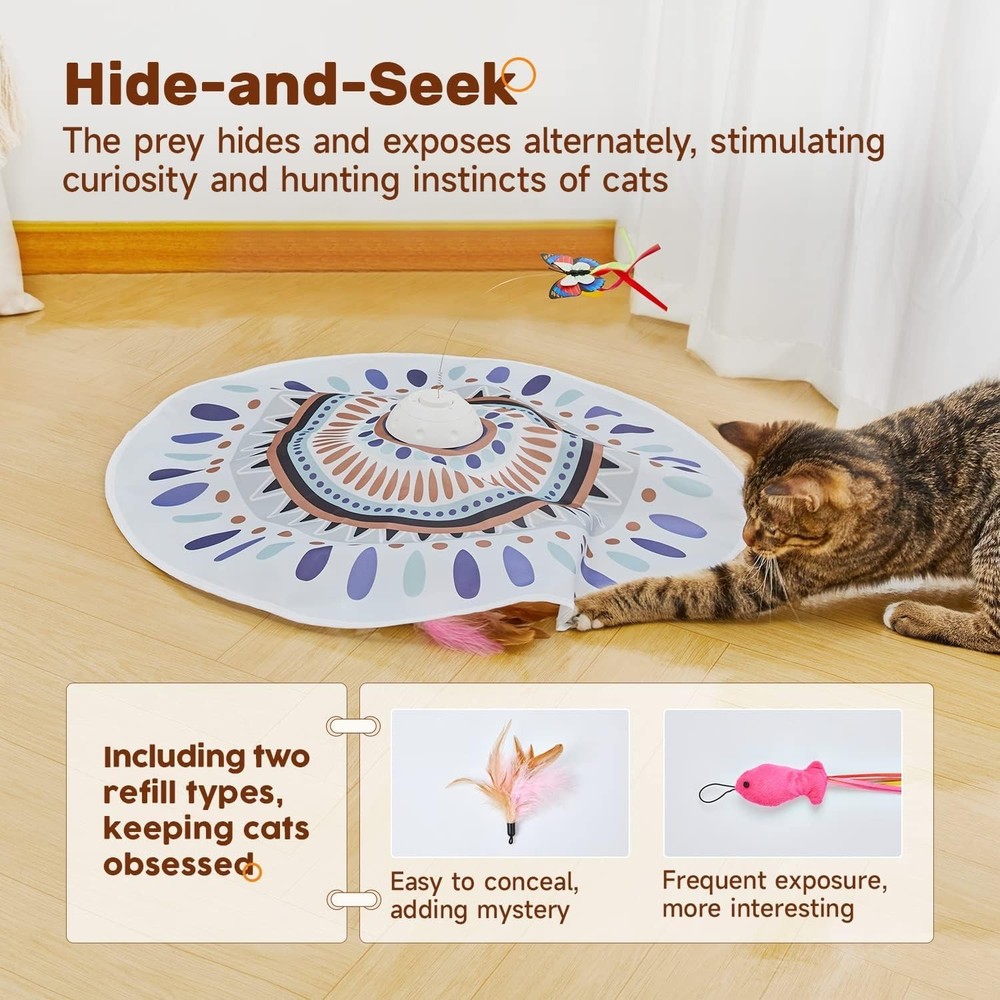 Interactive Automatic Cat Toy with Chasing Feather & Butterfly for All Breeds