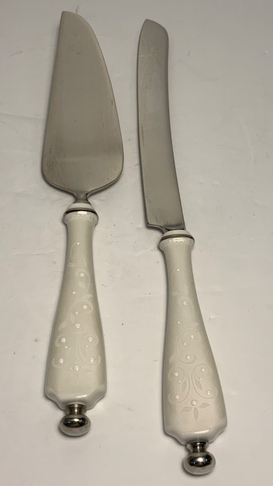 Lenox Opal Innocence Wedding Cake Knife & Server 13.5 in.