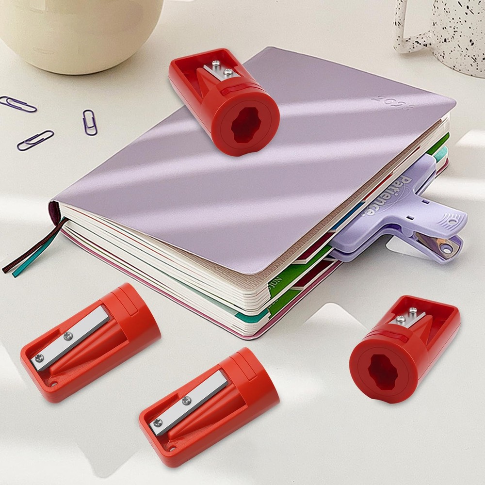 Carpenter Pencil Sharpener 4 Pack Manual Portable Woodworking Red