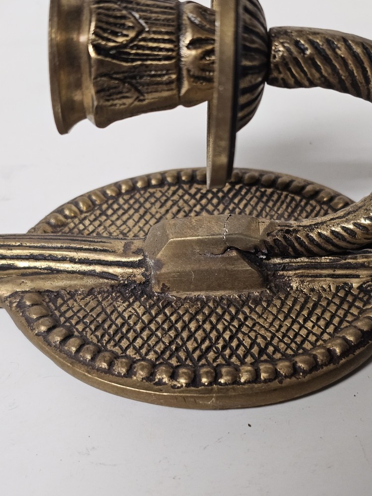 Broken Cast Brass Rope & Tassel Sconce Candle Holder 11"
