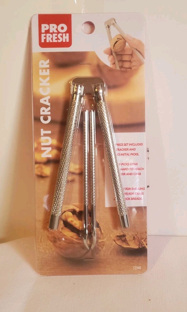 Pro Fresh Nut Cracker and Pick Set - Heavy Duty Metal Shell Cracker for Walnuts,