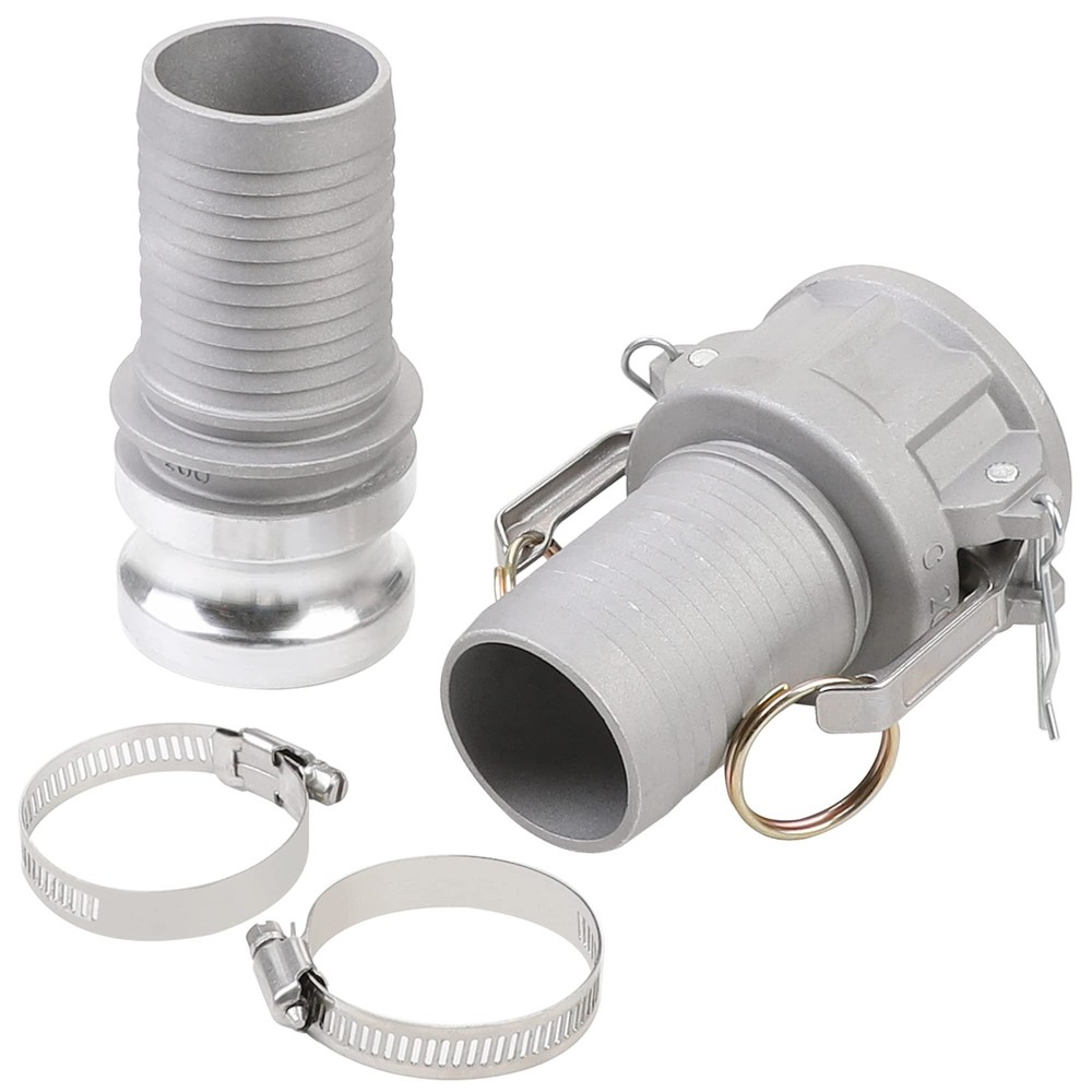2 Inch Type C & E Aluminum Camlock Fitting Kit Hose Shank Coupling Clamp
