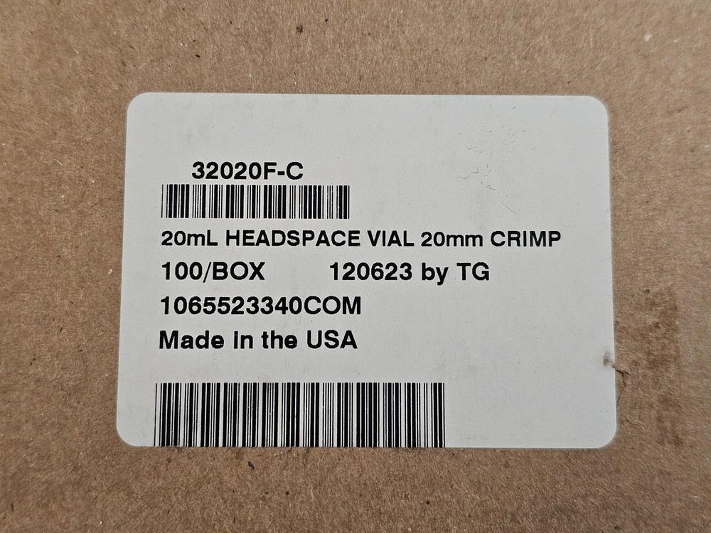 (QTY 1000) Headspace Crimp-Top Vials, 20 mm, 20 mL, Rounded Bottom, Clear