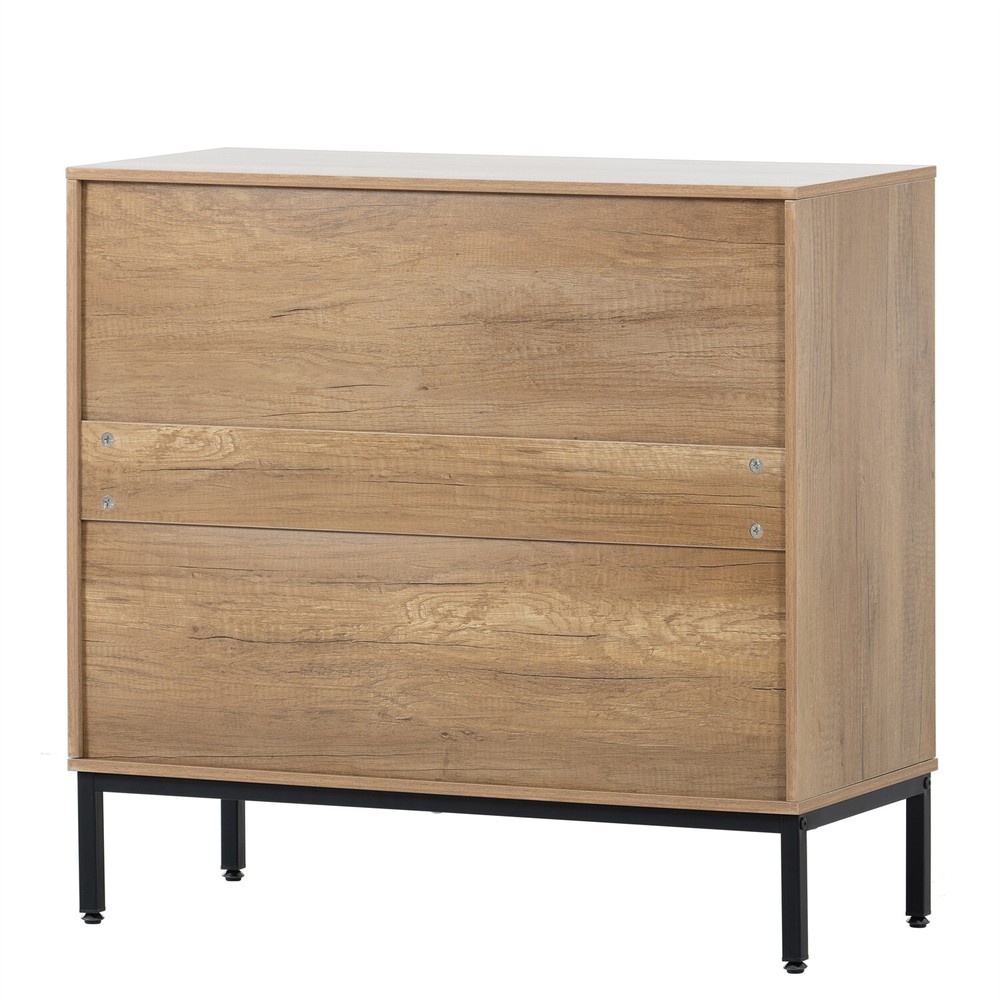 Set of 2 Rattan Storage Cabinets Kitchen Sideboard Buffet Cupboard Console Table