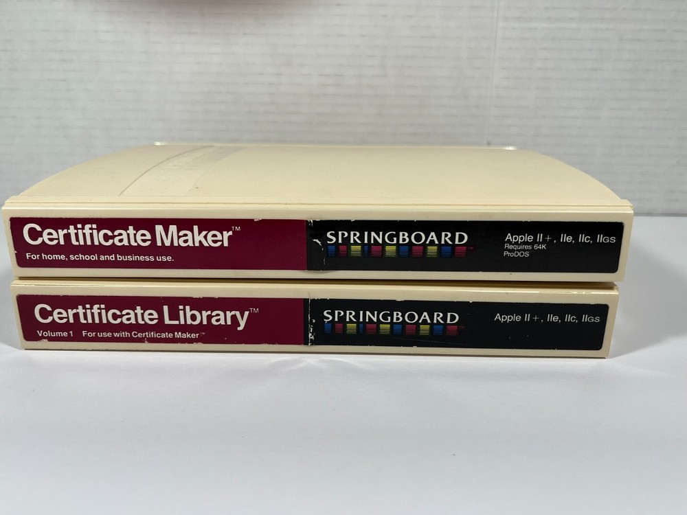 Springboard Certificate Maker/Certificate Library Software for Apple II 5.25"