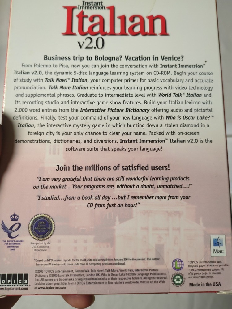 Instant Immersion Language Learning Italian (5 CD-Roms) - Designed for Beginners