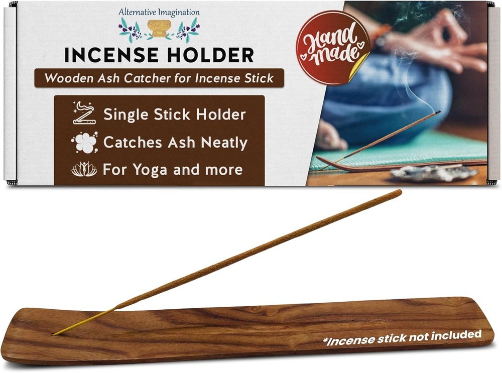 Wooden ash catcher holder for single incense sticks.
