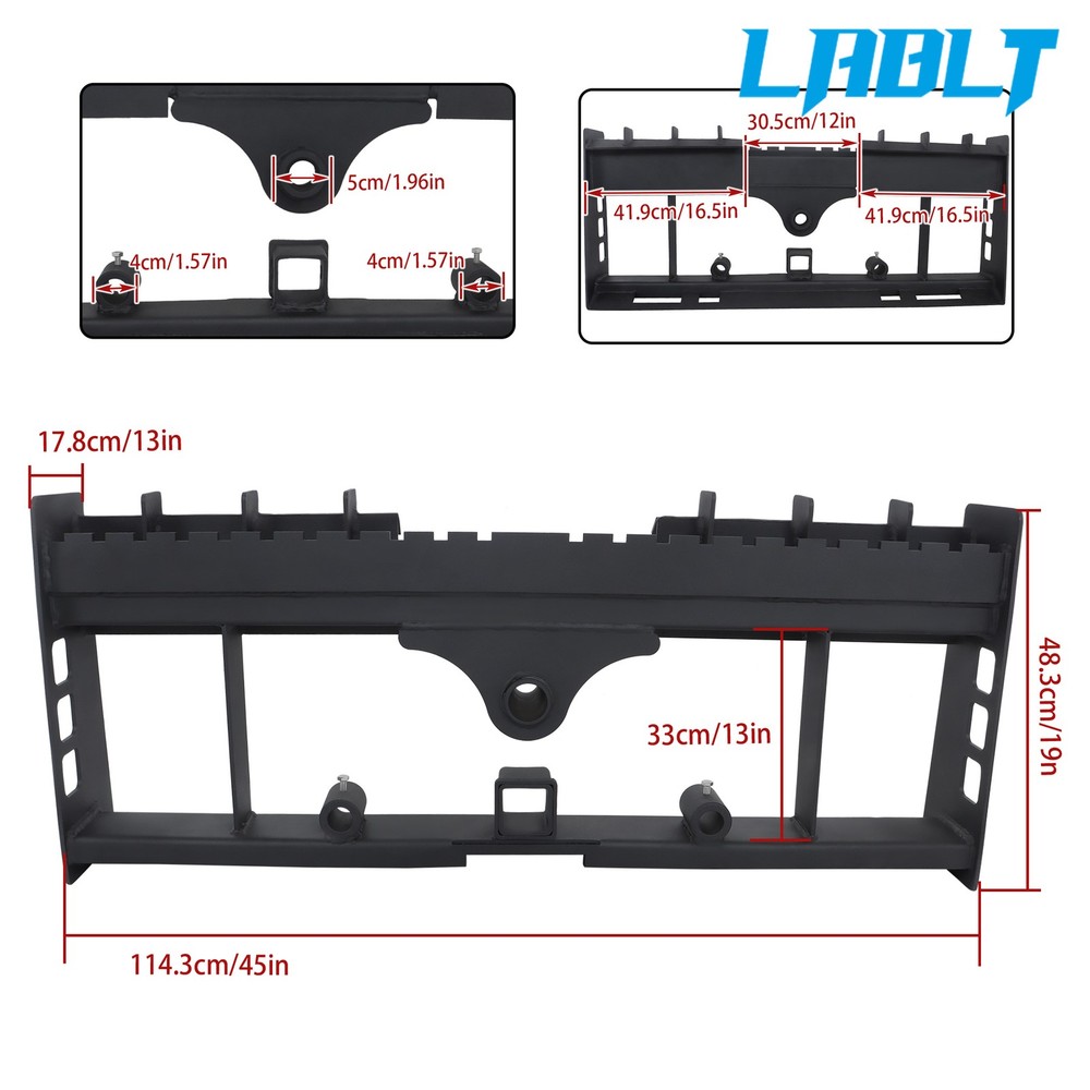 LABLT Skid Steer Pallet Fork Frame W/ Receiver Hitch & Spear Sleeves