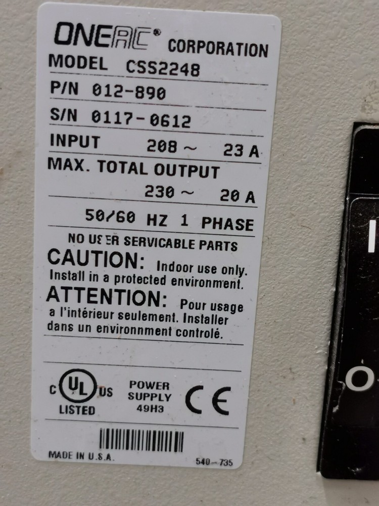 ONEAC 012-890 Power Conditioner CSS2248 Used Working