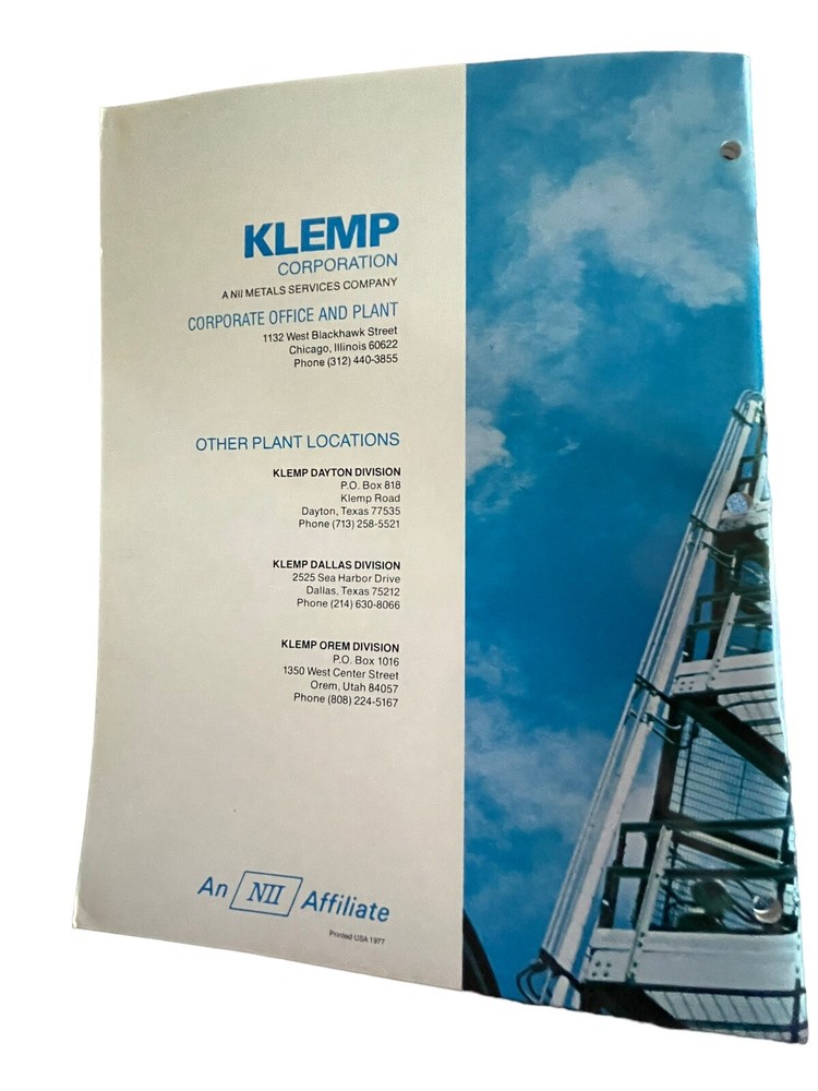 1977 Klemp Grating Data & Specification Manual Booklet