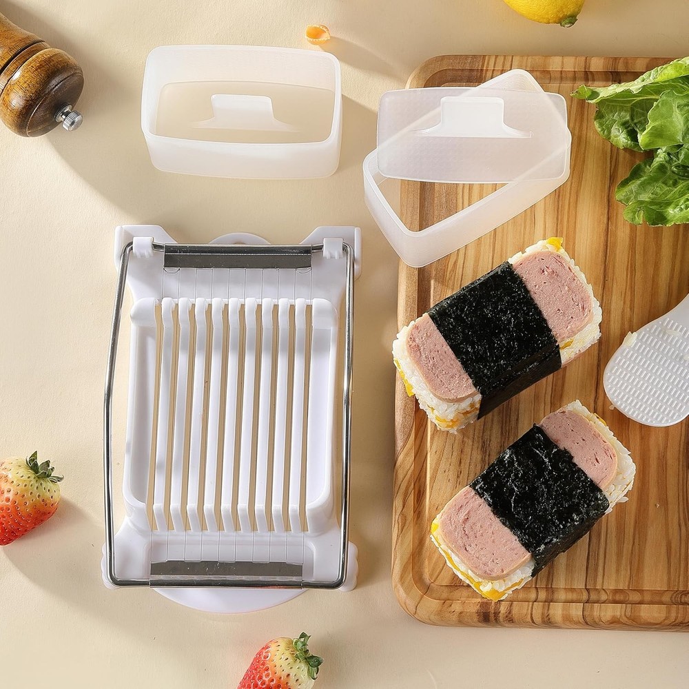 2PCS Spam Musubi Press Mold Kit, Cokuma with Normal, White
