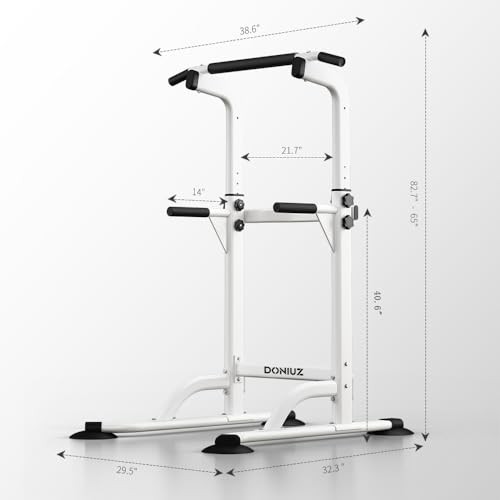 DONIUZ Power Tower Pull Up Bar and Dip Station, Multi-Function Home Gym, White