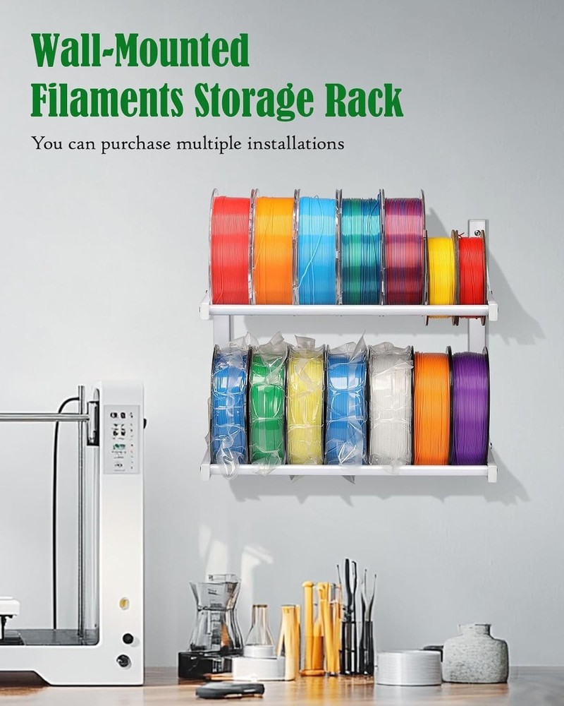 Wall Mount Filament Storage Rack- Wall Mount 3D Printer Filament Storage Rack...