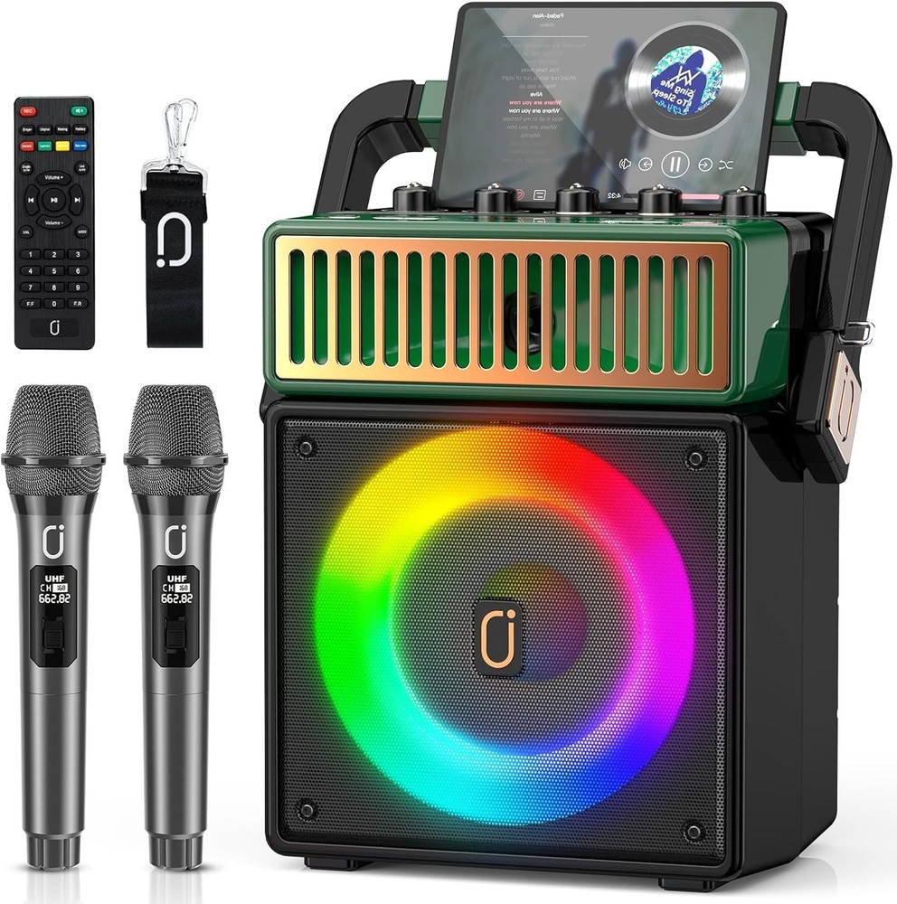 JYX Bluetooth PA Speaker System – 60W Retro Karaoke Machine with 2 Wireless Mics