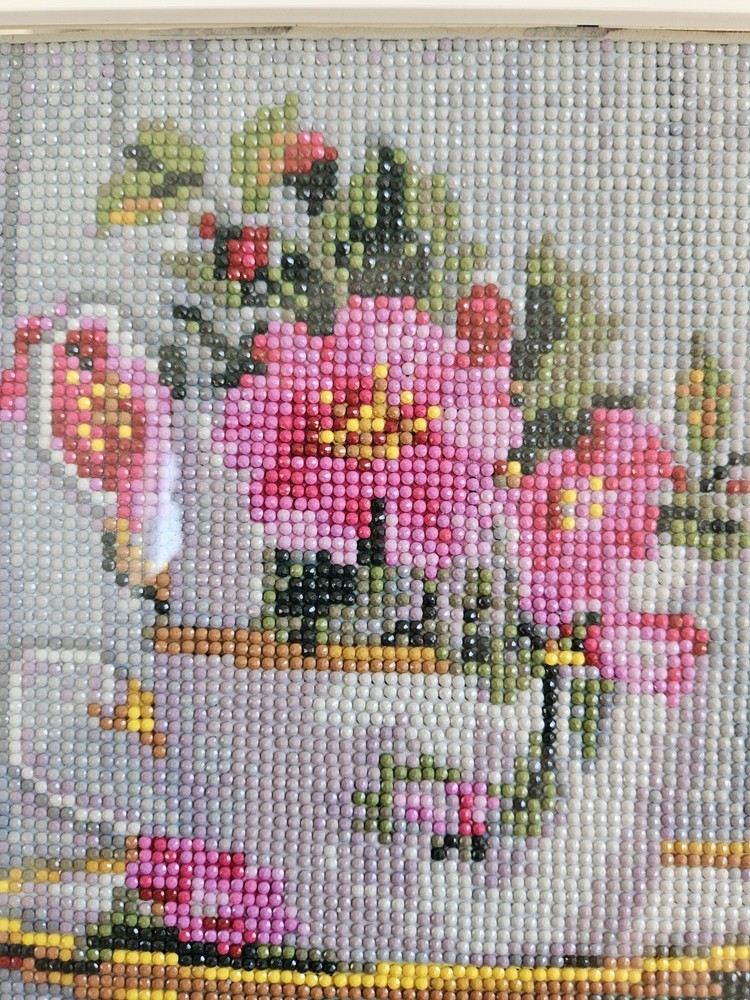 Framed Crystal Art Tea Cup Bouquet Picture