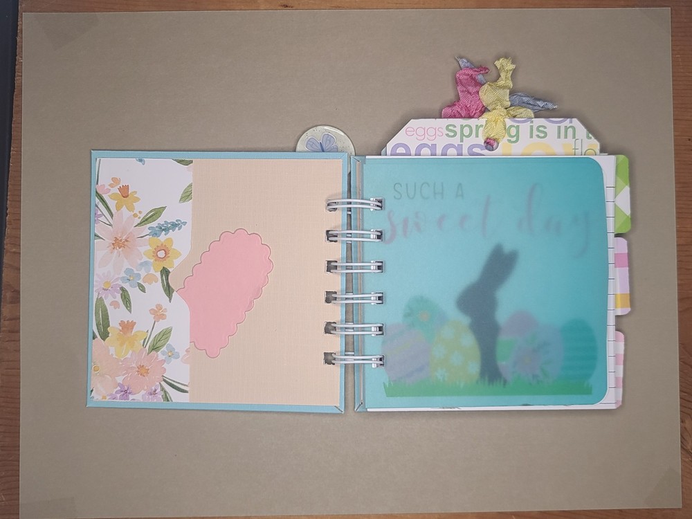 Little cinched journal notebook, Easter, handmade