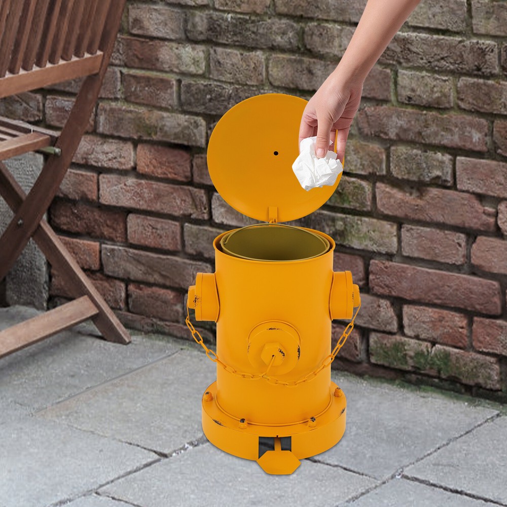 Yellow Garbage Can 2.5L Step-On Fire Hydrant Trash Can Detachable Iron Waste Bin
