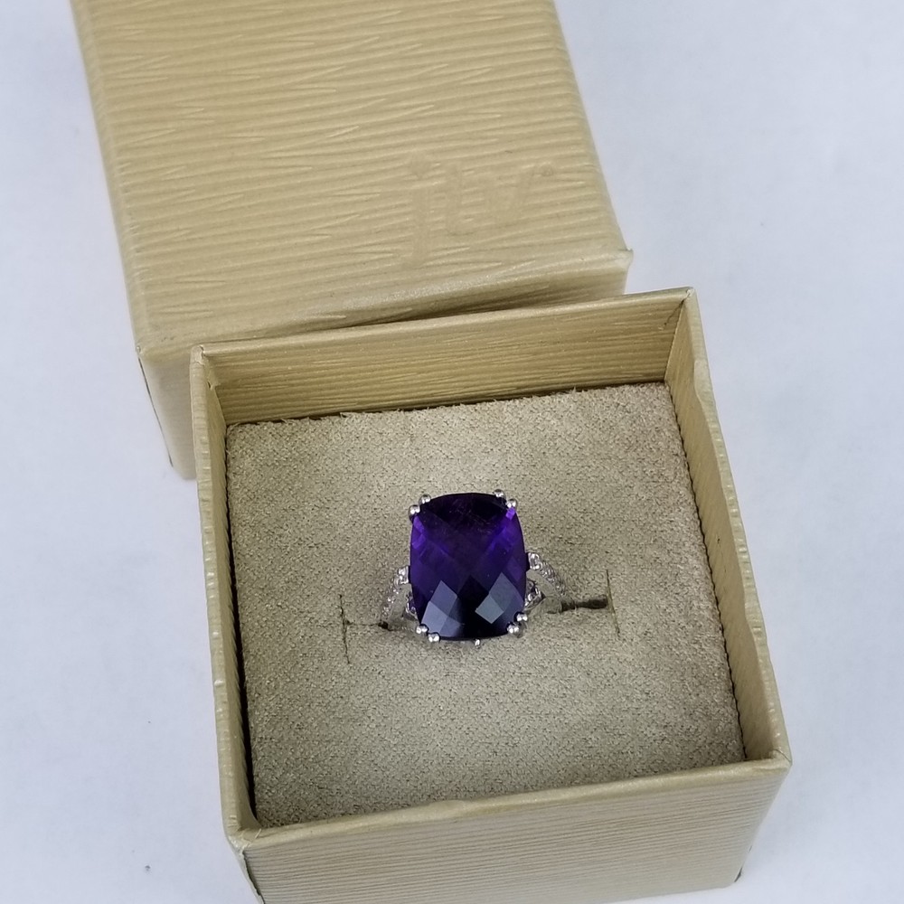 sterling silver ring 925 size 6 amethyst NEVER WORN BOX