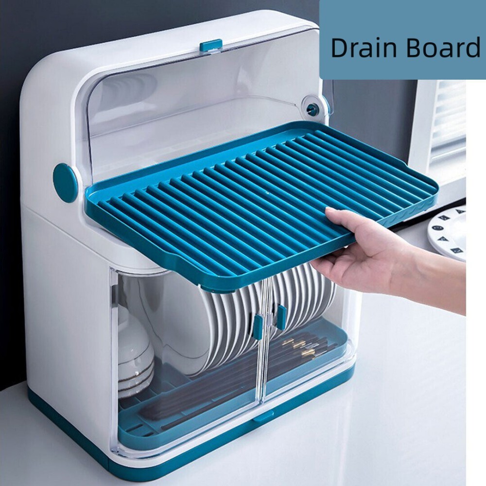 2-layer Kitchen Dish Rack Drainer Bowl Cup Plate Dish Drying Rack With Cover