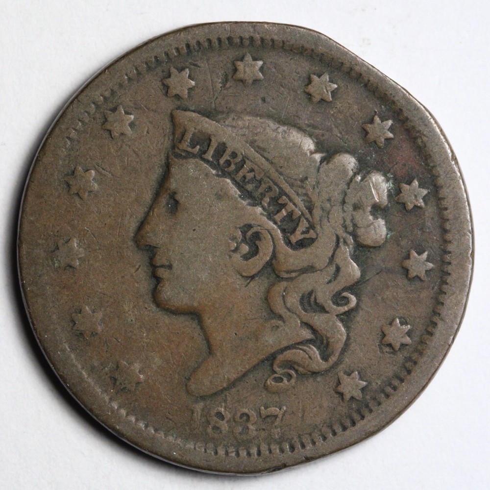 1837 Coronet Head Large Cent CHOICE FINE E140 TVCZ