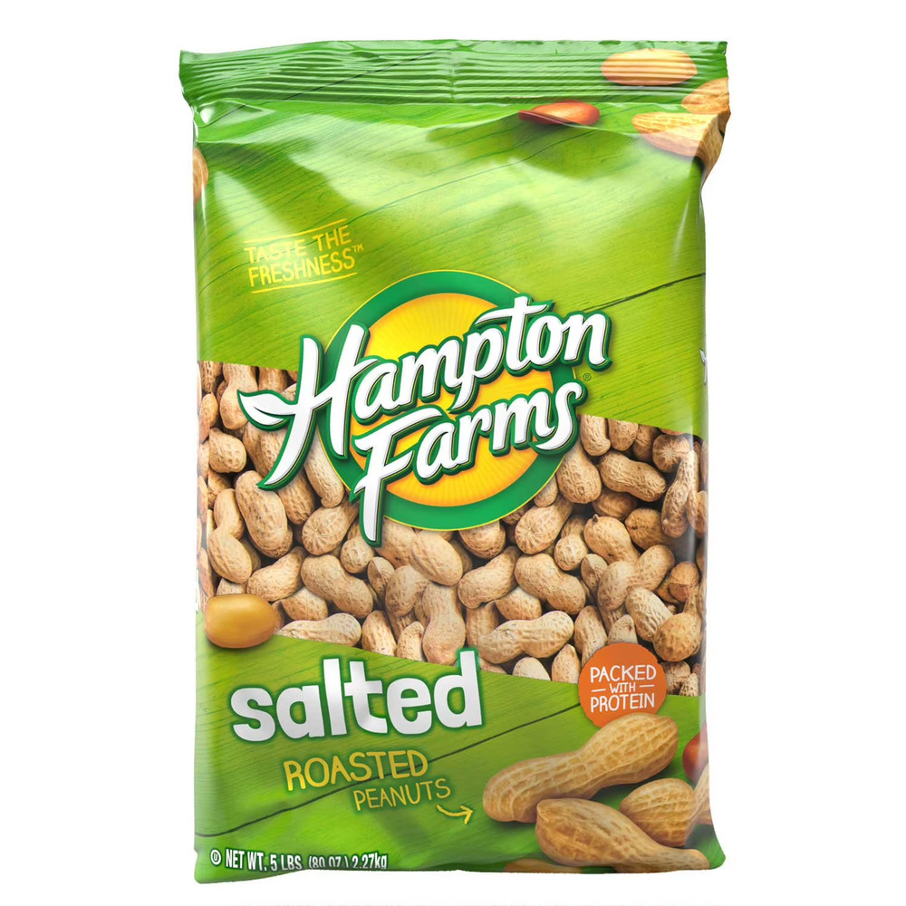 2 PACK - Hampton Farms Salted In-Shell Peanuts - 5 lbs (Total 10 lbs)