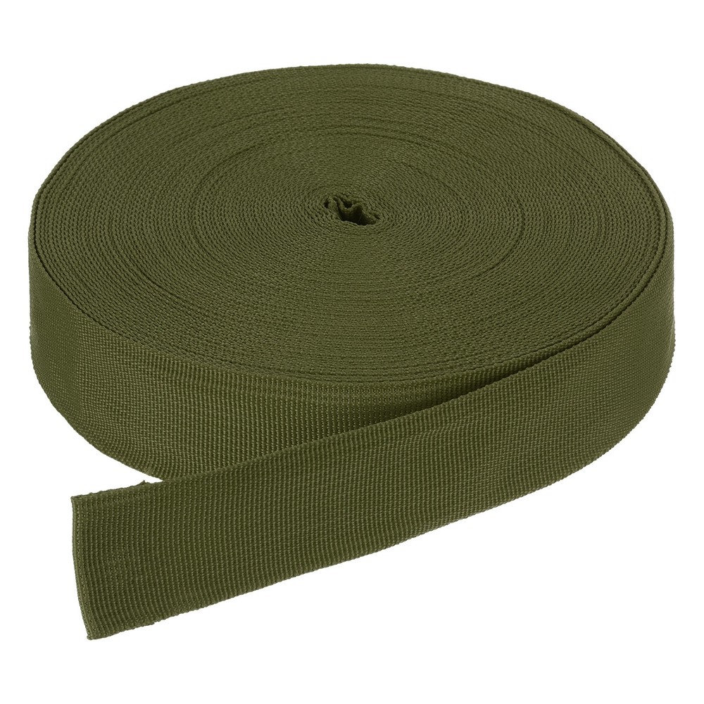 25Yard x 1 1/2" Width Nylon Webbing Strap Poly Flat Webbing Strapping Army Green