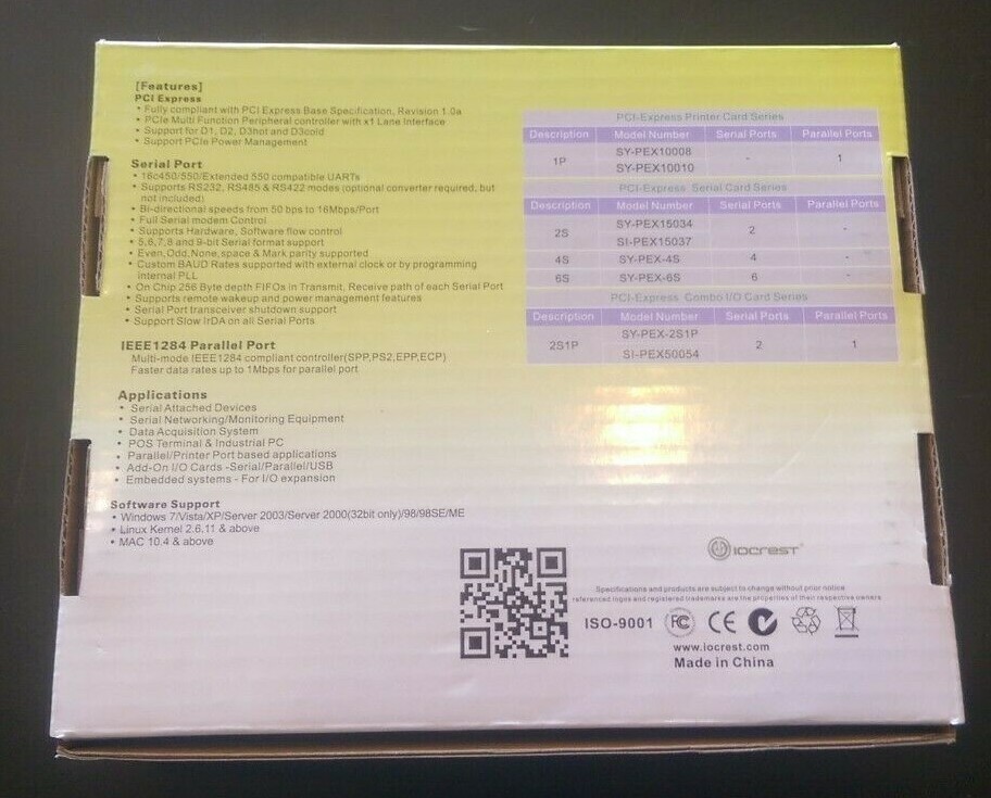IOCrest PCI-Express Multi I/O Controller Card SY-PEX10010